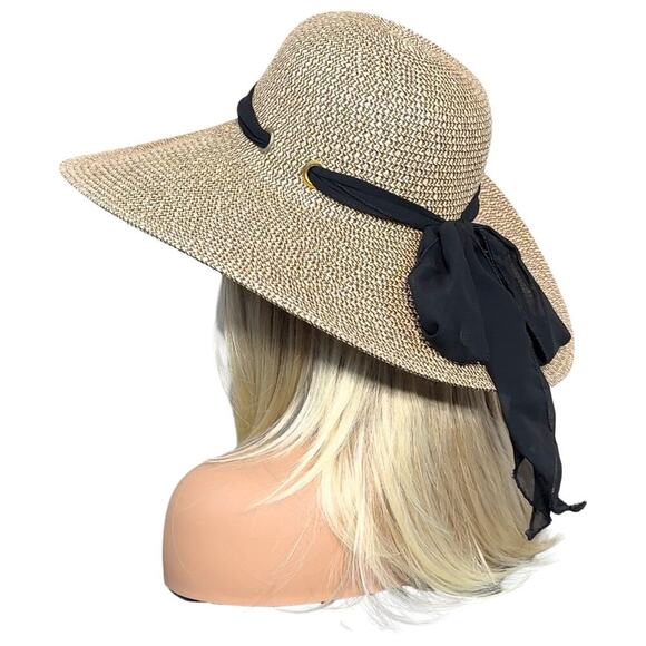Large Brim Beach Sun Hat With Bow Detail - Picture 7 of 12